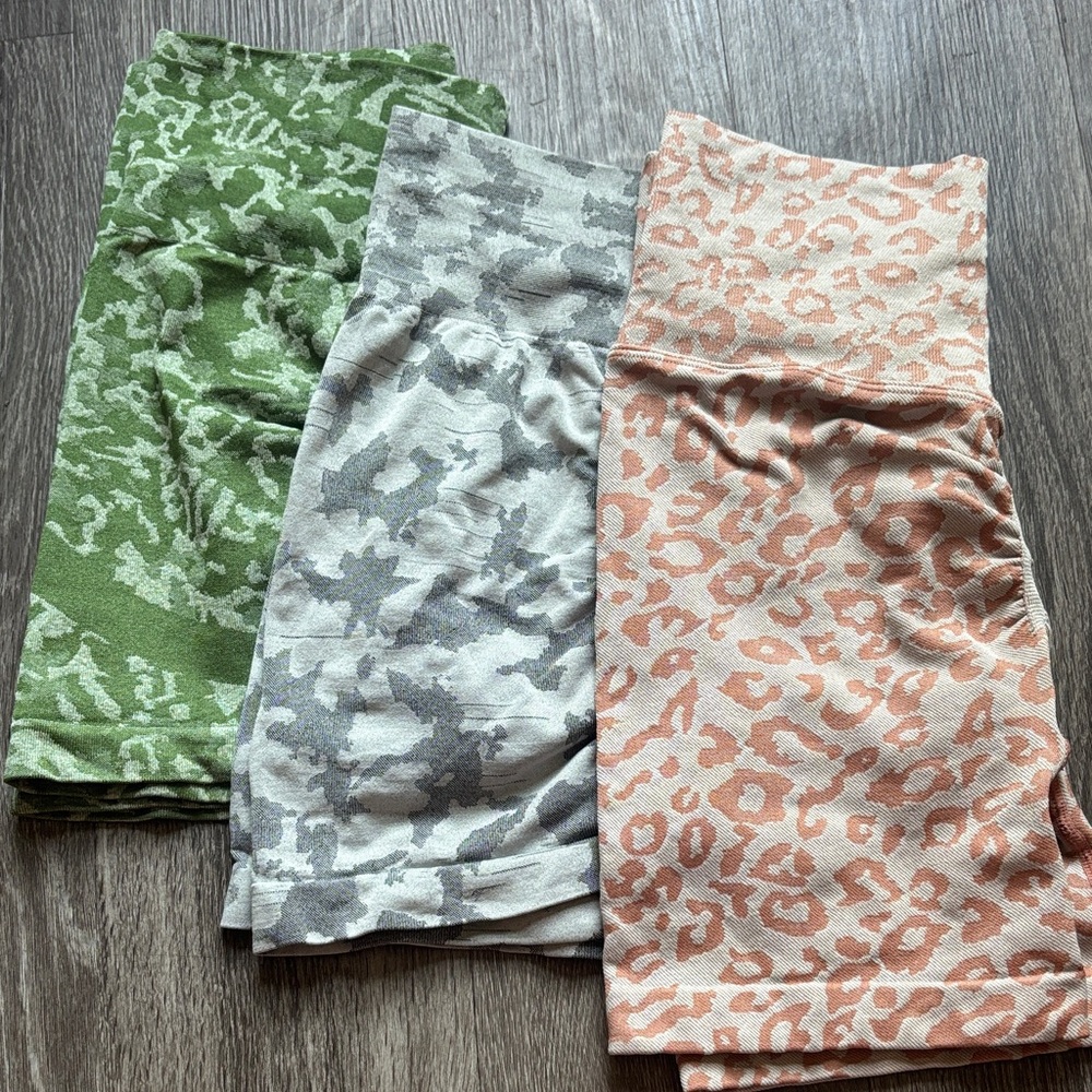 SHEIN Women's Athletic Shorts - Green, Gray, and Pink